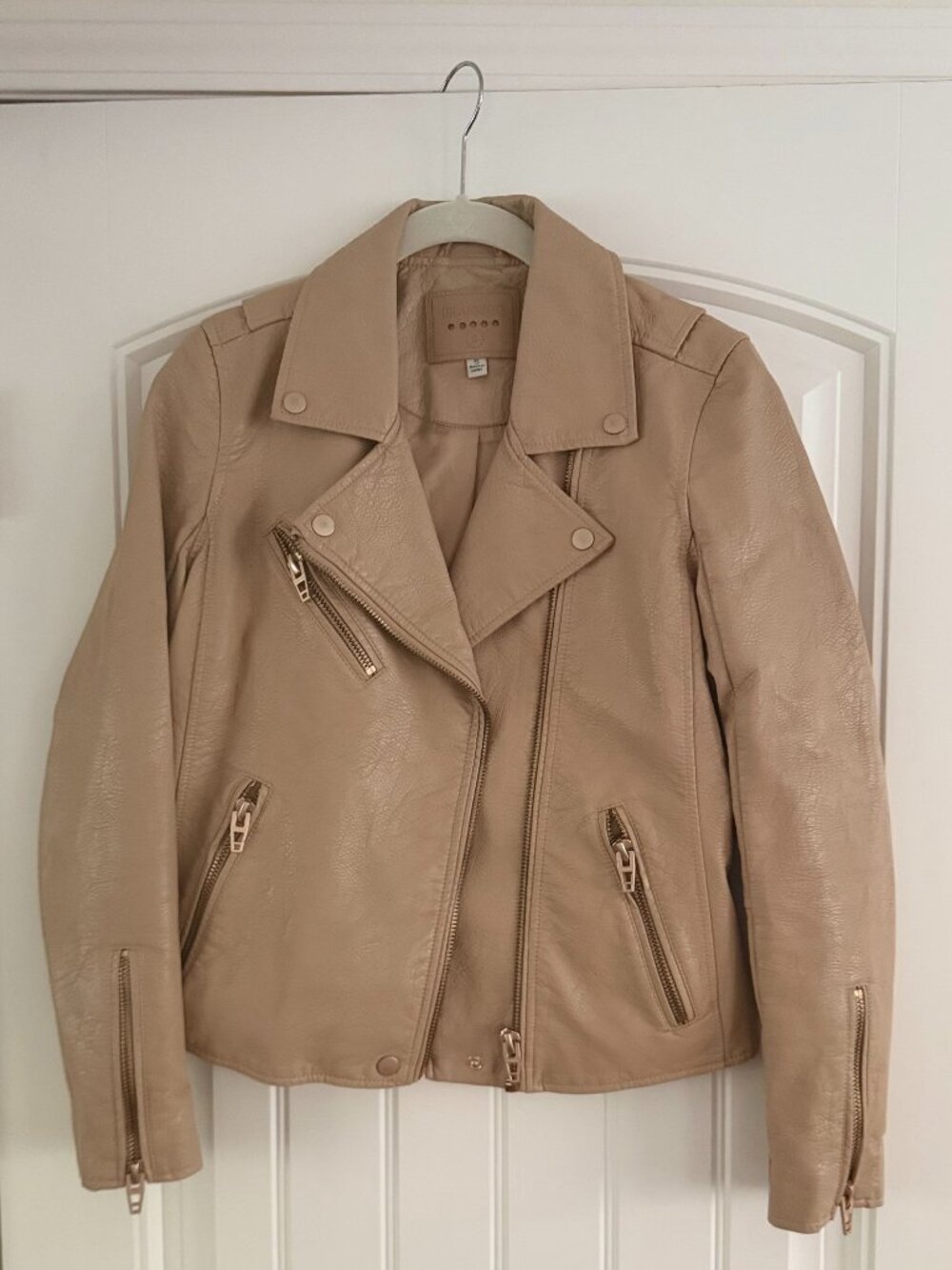 Blank NYC faux leather tan motorcycle style jacket